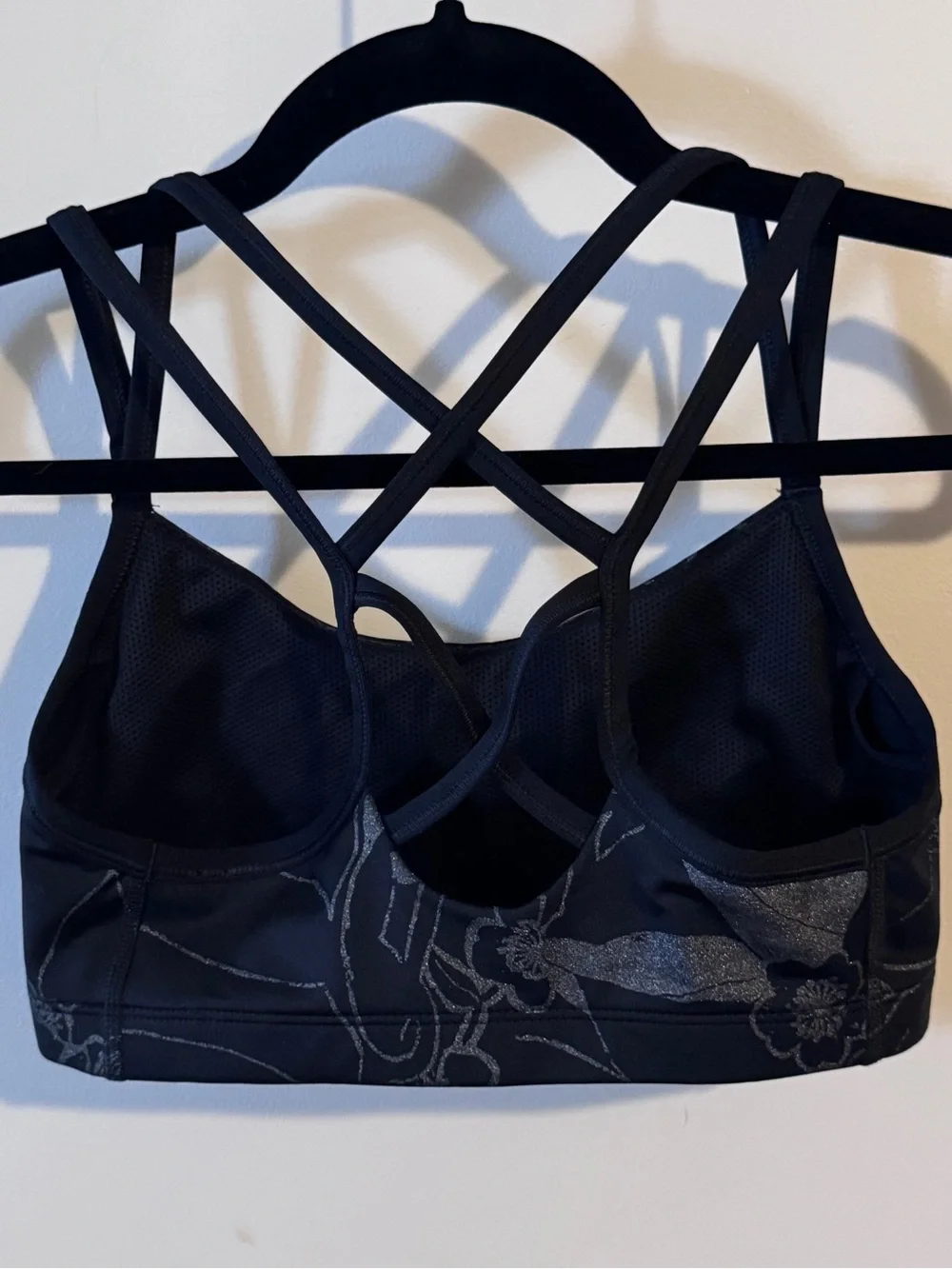 Nike Black Floral Strappy Double-Back Sports Bra